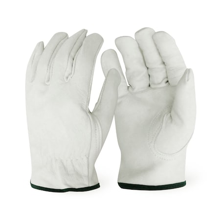 Soteria Glove Drivers Gloves, Grain Cowhide, Color  Coded Fabric Hemmed, Keystone Thumb, White, XL 12 PK I2032/XL